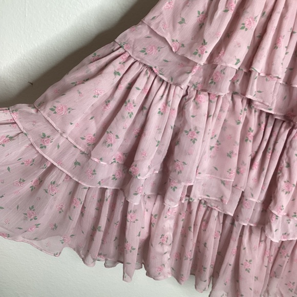 JESSAKAE Emmylou Midi Dress Ruffles Pink Roses NEW XL - Picture 8 of 12